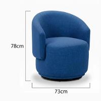 Poltrona Decorativa Giratória Sala De Estar Recepção Jasmine Linho Azul Royal - 3