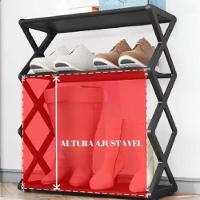 Sapateira Organizador Sapatos Brinquedos Portatil 8 Niveis Luxo Casa Quarto Lavanderia Preto - 5