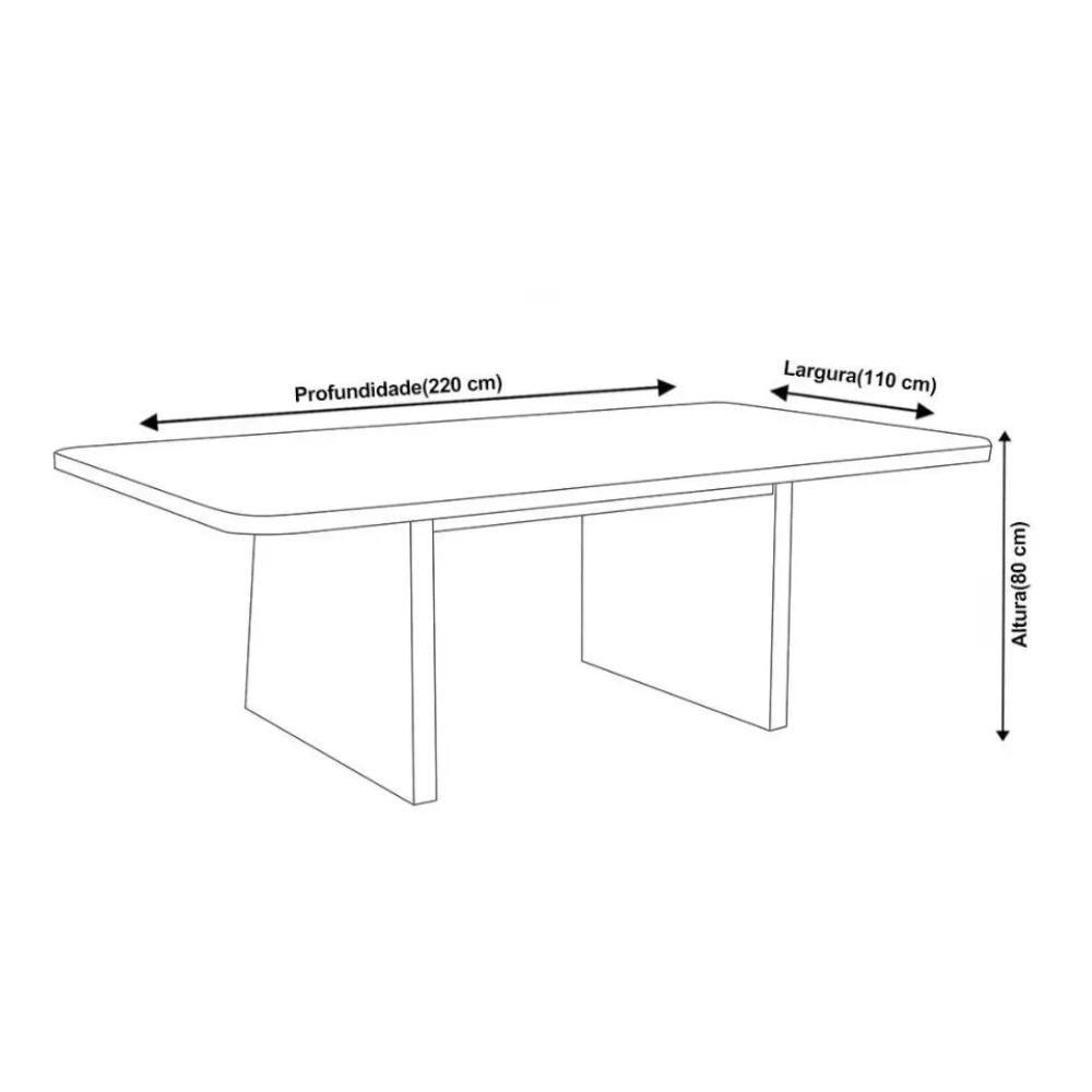 Mesa De Jantar Retangular Com Tampo De Vidro Remini Naturale E Pérola 220cm - 2