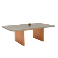 Mesa De Jantar Retangular Com Tampo De Vidro Remini Naturale E Pérola 220cm - 1