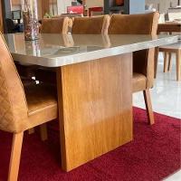 Mesa De Jantar Retangular Com Tampo De Vidro Remini Naturale E Pérola 220cm - 4