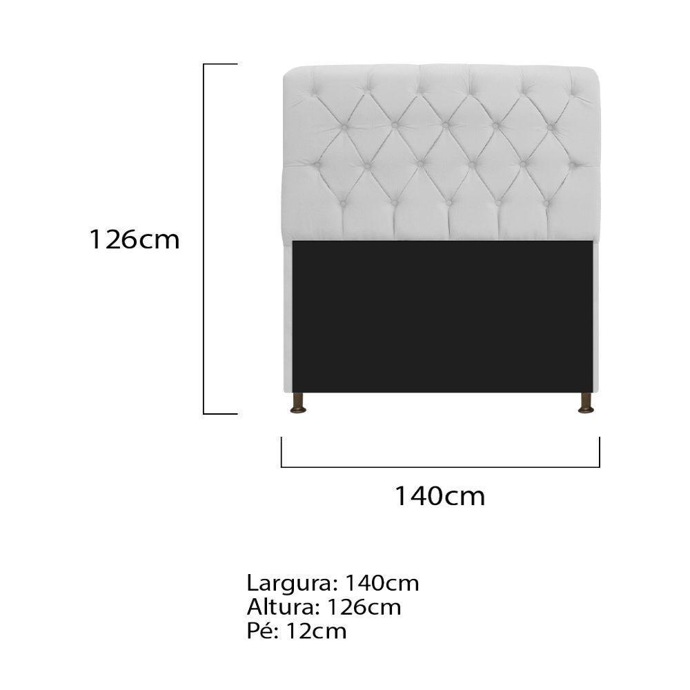 Cabeceira Estofada Lady 140 Cm Casal Com Capitonê Suede - Doce Sonho Móveis Cor Branco - 3