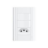 Interruptor Simples Duplo E Tomada 2p+t 20a Fame Modulare Com Placa 4x2 Branco - 1