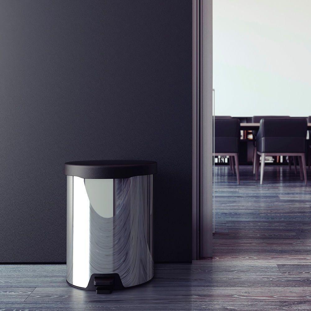 Lixeira Tramontina New Com Pedal 12l Redonda Inox Polido Aço Inox Polido - 6