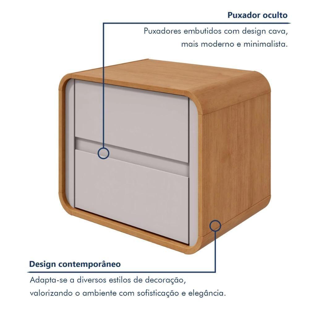Mesa De Cabeceira 2 Gavetas Loop Amêndoa Clean E Off White - 2