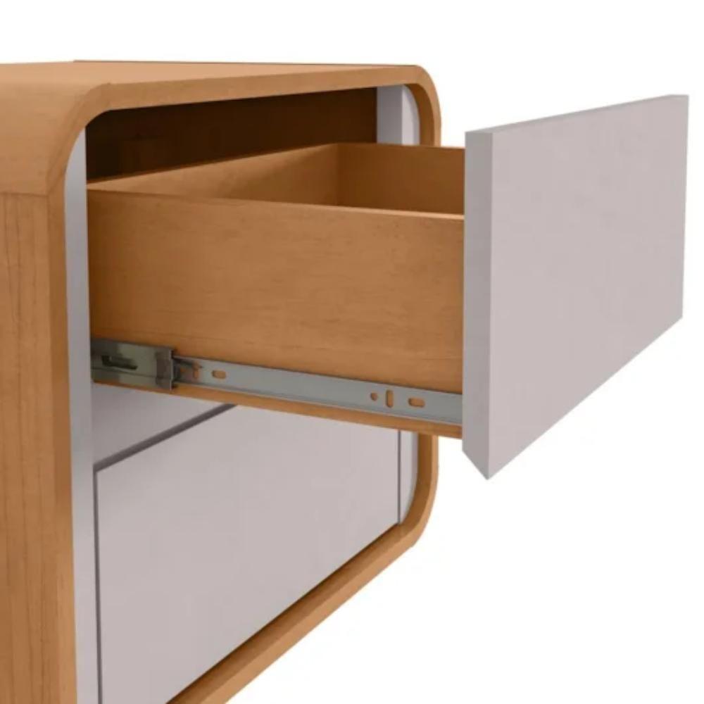 Mesa De Cabeceira 2 Gavetas Loop Amêndoa Clean E Off White - 5