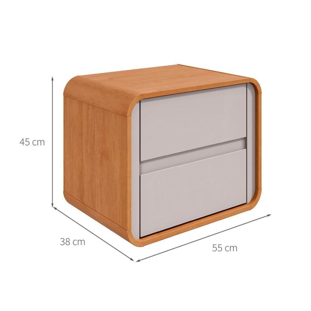 Mesa De Cabeceira 2 Gavetas Loop Amêndoa Clean E Off White - 6