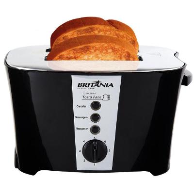 Torradeira Tosta Pane 800W com 7 Níveis de Tostagem e Função Descongelar Preto Britânia
