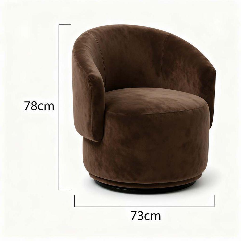 Poltrona Decorativa Giratória Sala De Estar Recepção Jasmine Suede Marrom - 3