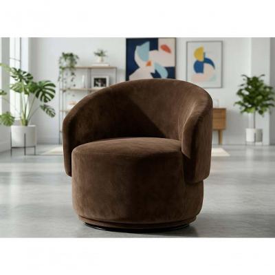 Poltrona Decorativa Giratória Sala De Estar Recepção Jasmine Suede Marrom
