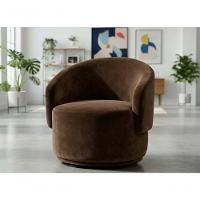 Poltrona Decorativa Giratória Sala De Estar Recepção Jasmine Suede Marrom - 1