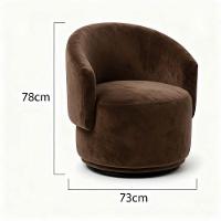 Poltrona Decorativa Giratória Sala De Estar Recepção Jasmine Suede Marrom - 3