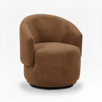 Poltrona Decorativa Giratória Sala De Estar Recepção Jasmine Suede Marrom - 4