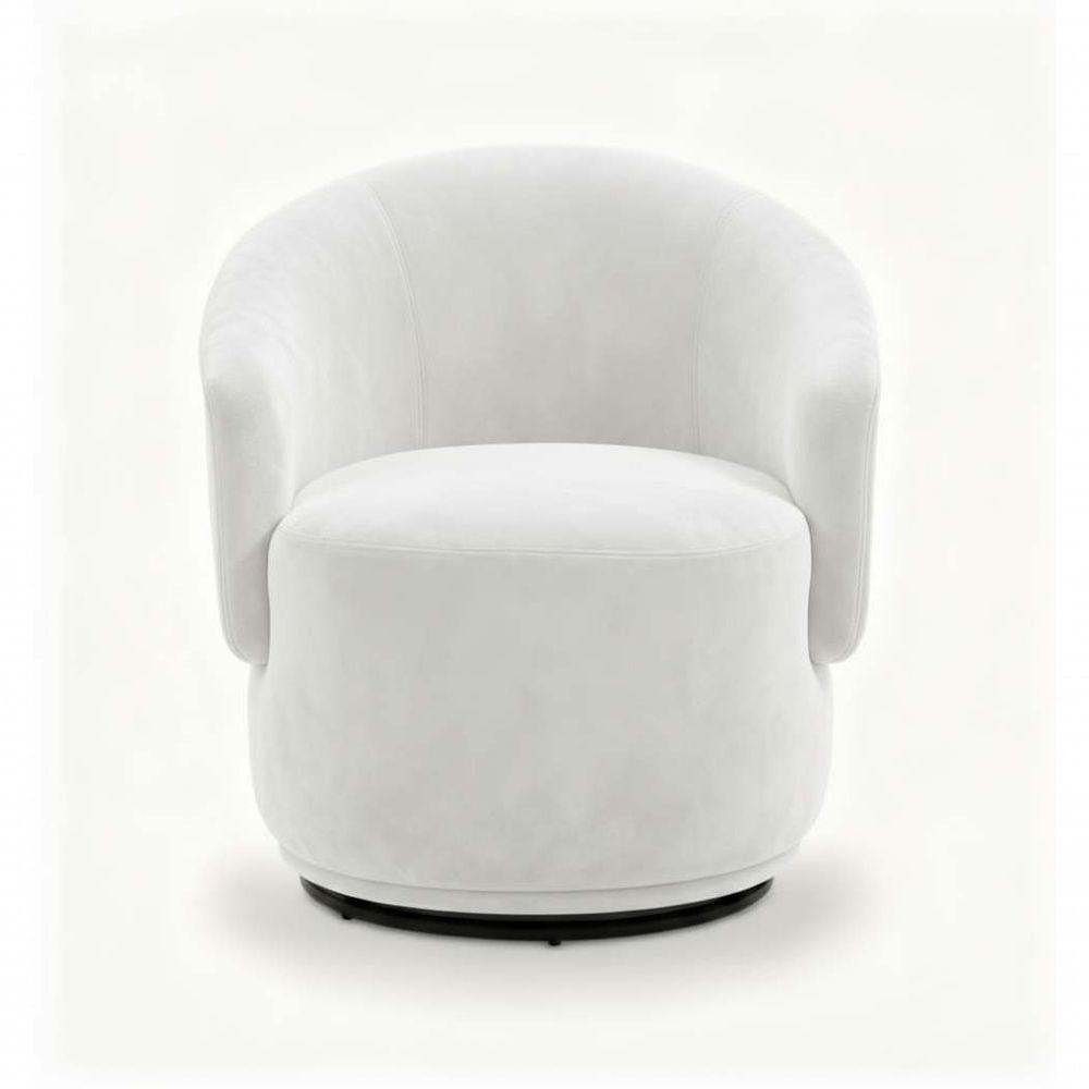 Poltrona Decorativa Giratória Sala De Estar Recepção Jasmine Suede Branco - 2