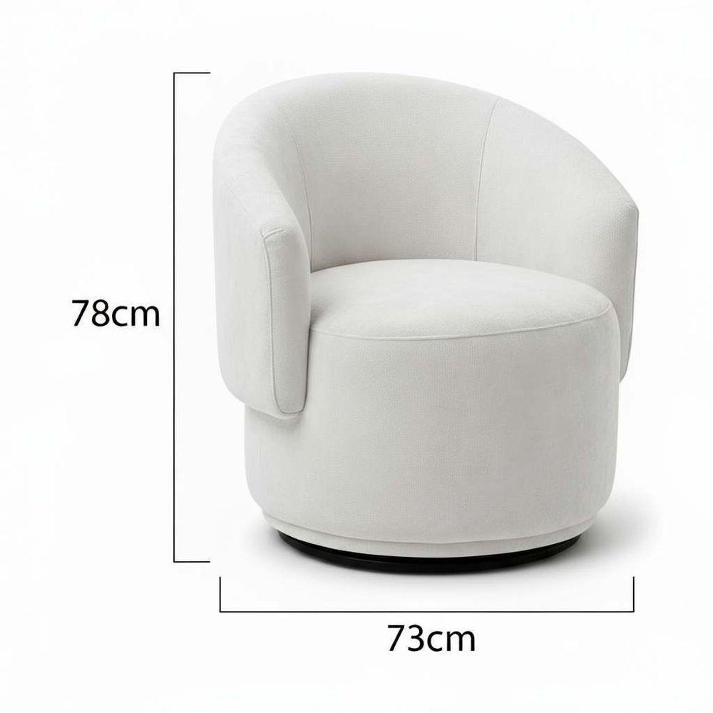 Poltrona Decorativa Giratória Sala De Estar Recepção Jasmine Suede Branco - 3