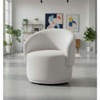 Poltrona Decorativa Giratória Sala De Estar Recepção Jasmine Suede Branco - 1