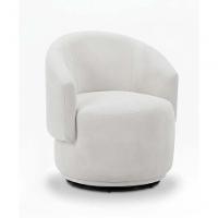 Poltrona Decorativa Giratória Sala De Estar Recepção Jasmine Suede Branco - 4