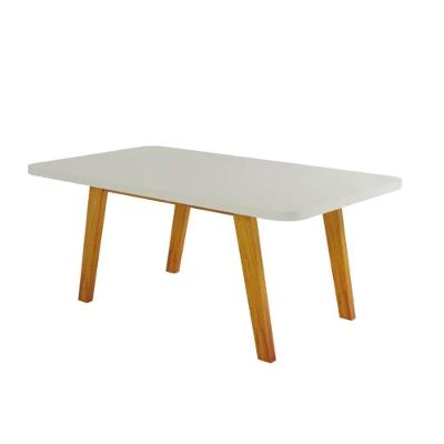 Mesa De Jantar Retangular Com Tampo De Vidro Firenze Naturale E Off White 120cm