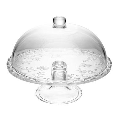 Boleira de Cristal com Pé e Tampa New Butterfly para Servir Sobremesas 30cm Lyor