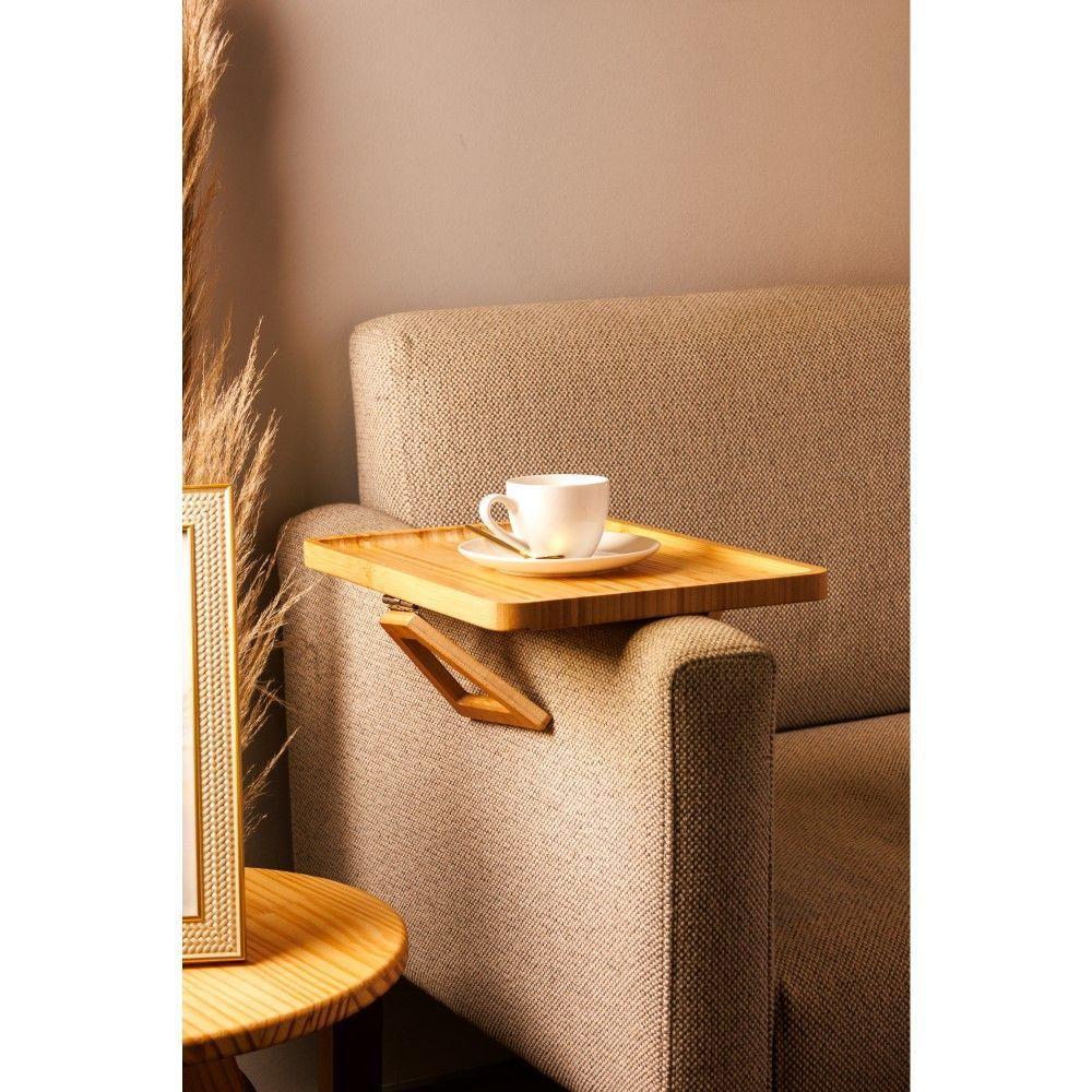 Bandeja Retangular Dobrável Para Braço De Sofá De Bambu Lyor - 4