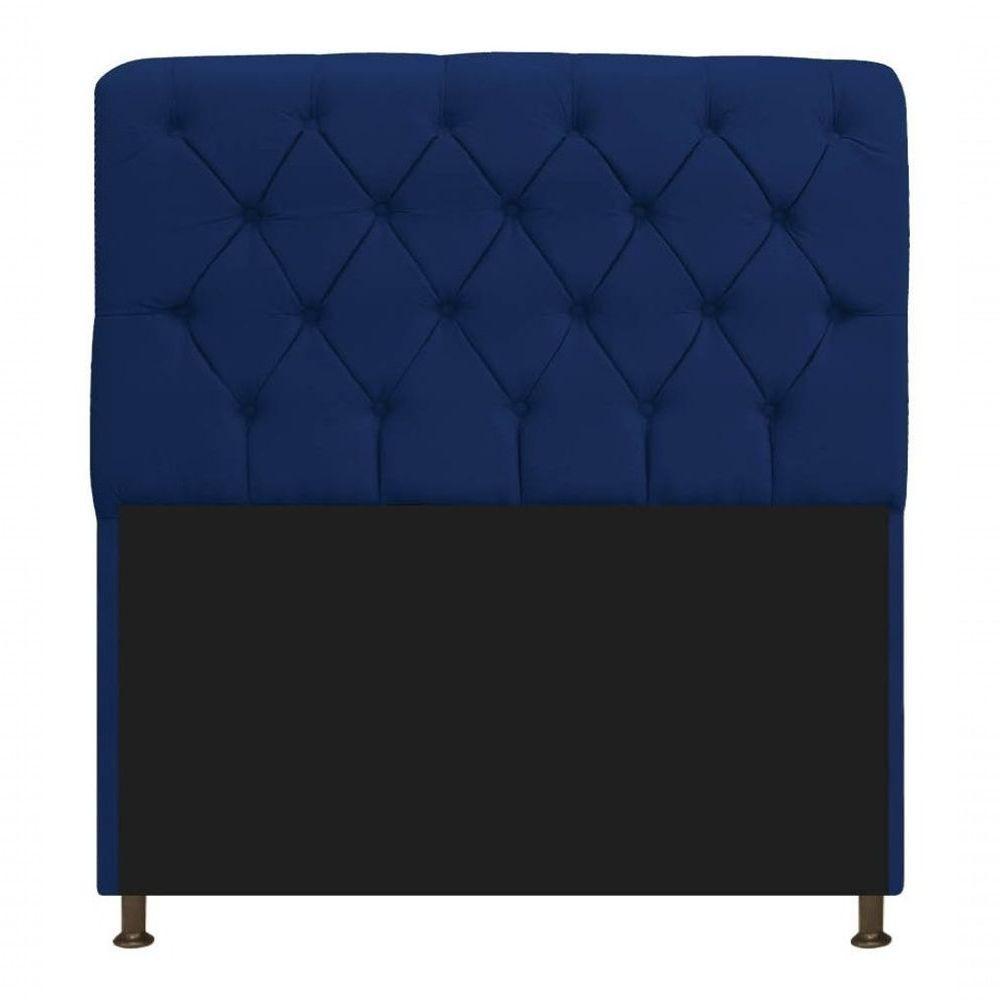 Kit Cabeceira Lady E Recamier Félix 140 Cm Casal Suede Rosê - Amarena Móveis Cor Azul-marinho Suede - 6