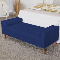 Kit Cabeceira Lady E Recamier Félix 140 Cm Casal Suede Rosê - Amarena Móveis Cor Azul-marinho Suede - 2