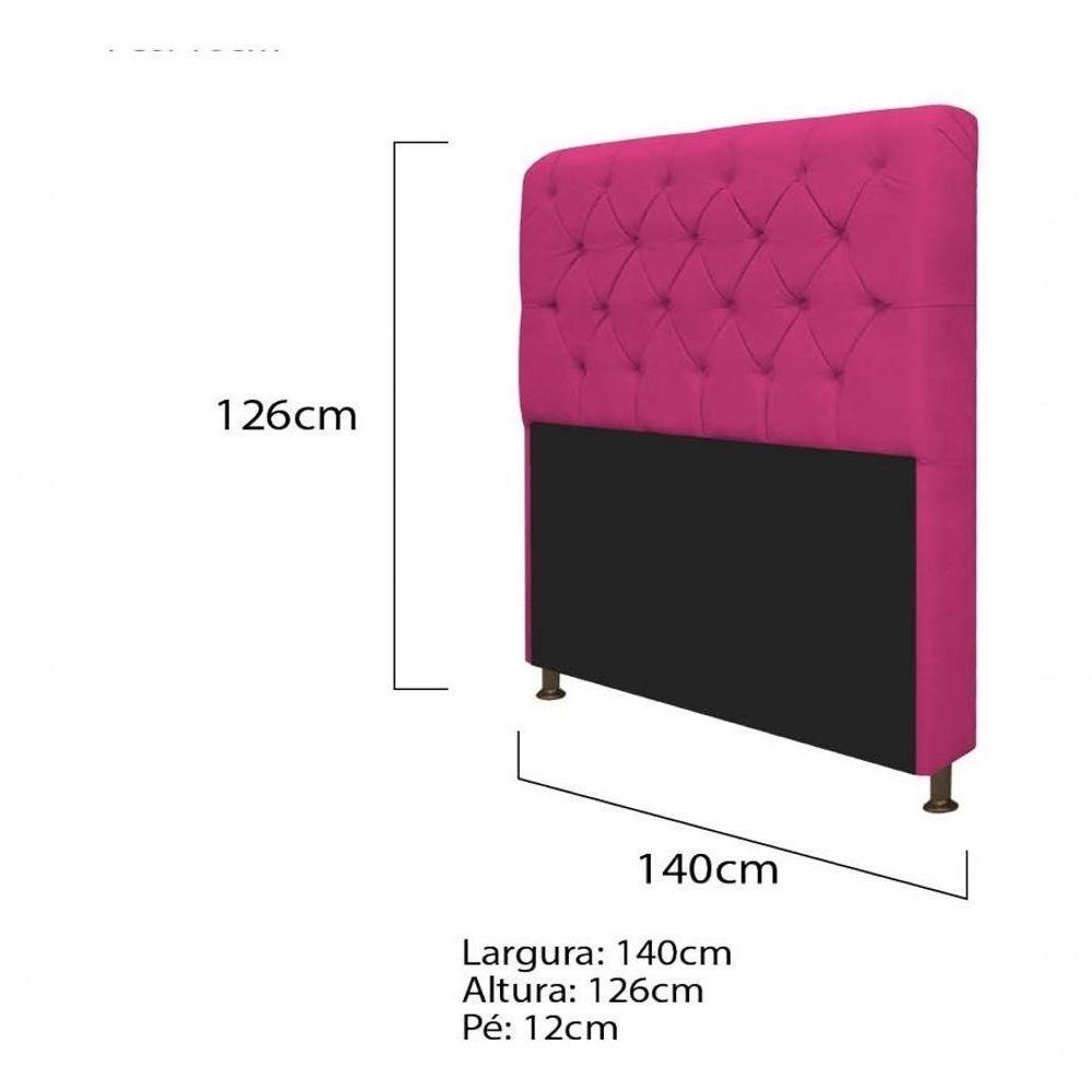 Kit Cabeceira Lady E Recamier Félix 140 Cm Casal Suede Rosê - Amarena Móveis Cor Pink Suede - 6