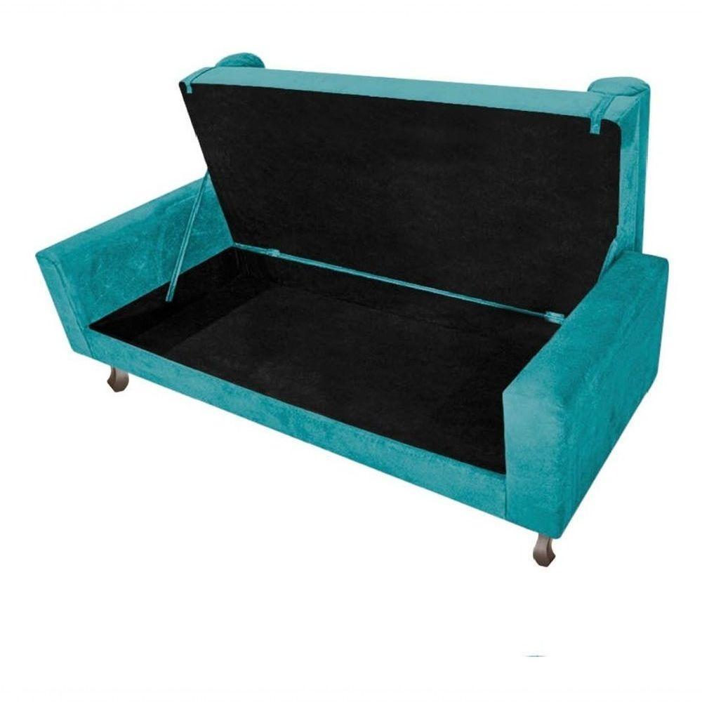 Kit Cabeceira Lady E Recamier Félix 140 Cm Casal Suede Rosê - Amarena Móveis Cor Azul-turquesa Suede - 3