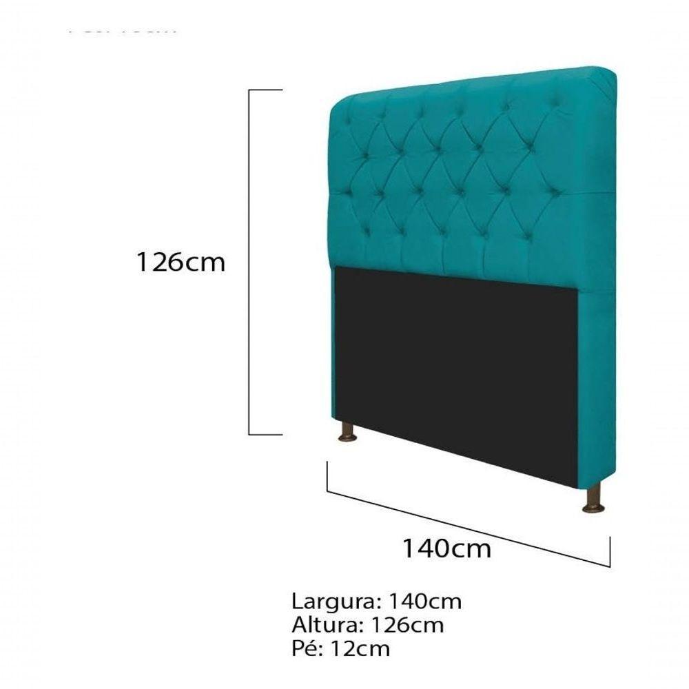 Kit Cabeceira Lady E Recamier Félix 140 Cm Casal Suede Rosê - Amarena Móveis Cor Azul-turquesa Suede - 6
