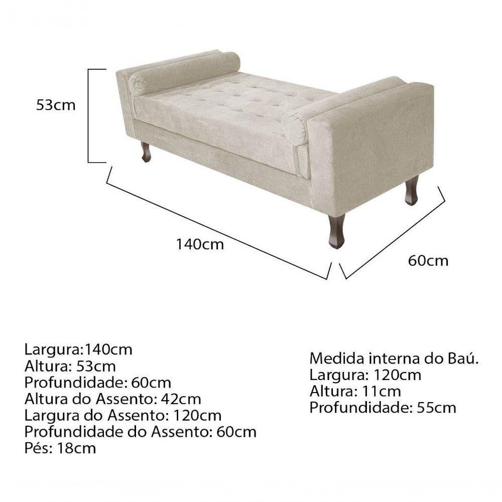 Kit Cabeceira Lady E Recamier Félix 140 Cm Casal Suede Rosê - Amarena Móveis Cor Bege Suede - 4