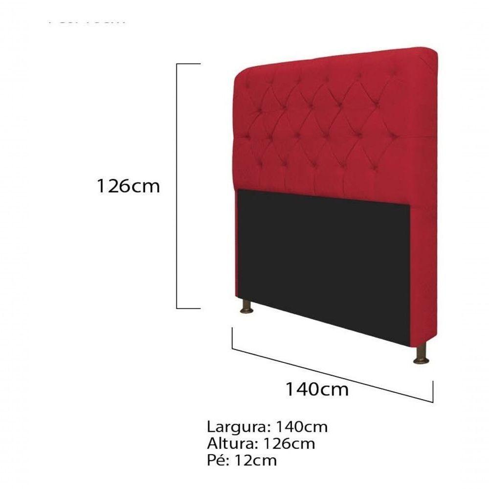 Kit Cabeceira Lady E Recamier Félix 140 Cm Casal Suede Rosê - Amarena Móveis Cor Vermelho Suede - 6