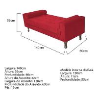 Kit Cabeceira Lady E Recamier Félix 140 Cm Casal Suede Rosê - Amarena Móveis Cor Vermelho Suede