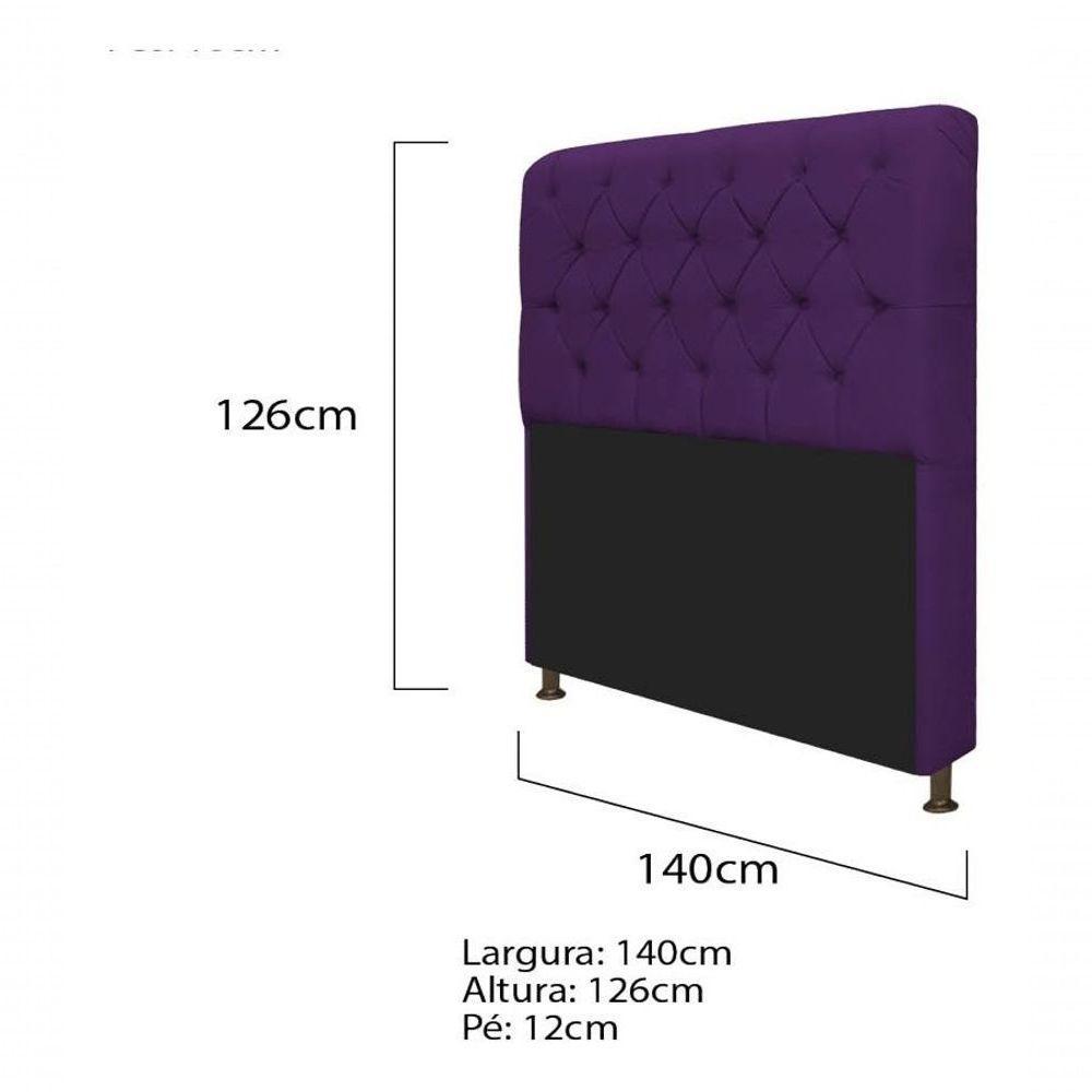 Kit Cabeceira Lady E Recamier Félix 140 Cm Casal Suede Rosê - Amarena Móveis Cor Roxo Suede - 2
