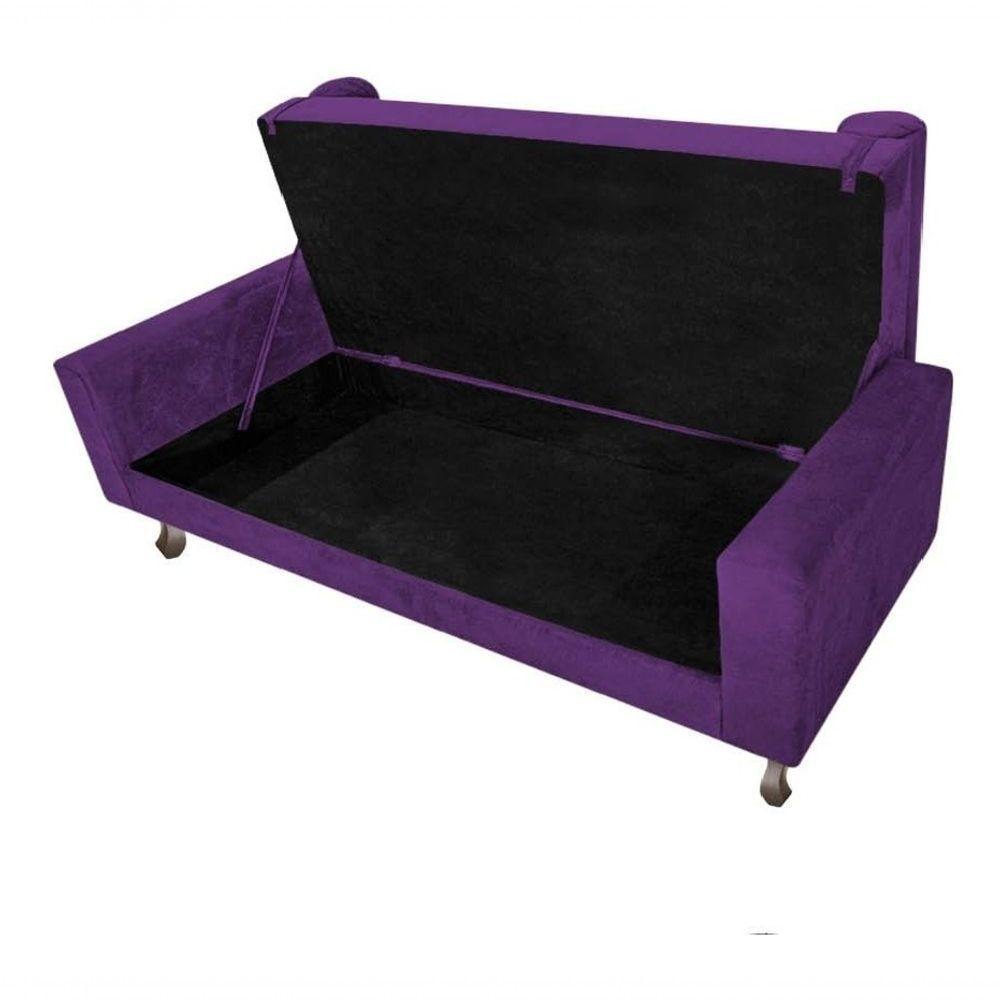 Kit Cabeceira Lady E Recamier Félix 140 Cm Casal Suede Rosê - Amarena Móveis Cor Roxo Suede - 5