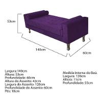 Kit Cabeceira Lady E Recamier Félix 140 Cm Casal Suede Rosê - Amarena Móveis Cor Roxo Suede - 6