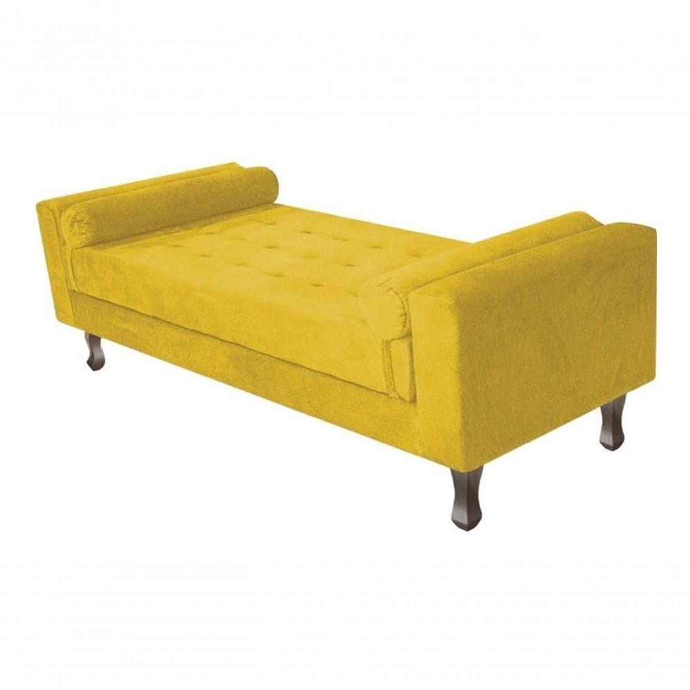 Kit Cabeceira Lady E Recamier Félix 140 Cm Casal Suede Rosê - Amarena Móveis Cor Amarelo Suede - 2