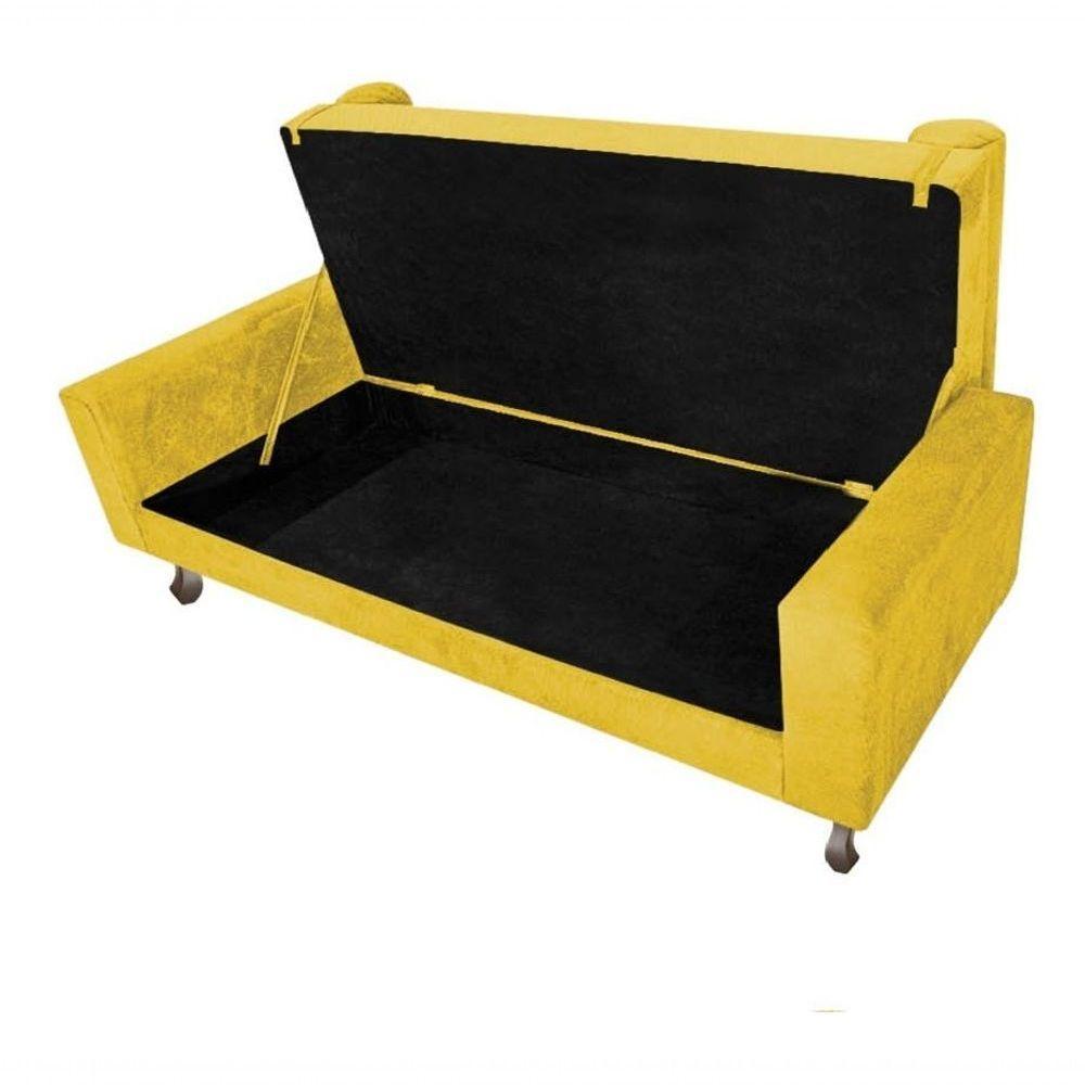 Kit Cabeceira Lady E Recamier Félix 140 Cm Casal Suede Rosê - Amarena Móveis Cor Amarelo Suede - 3