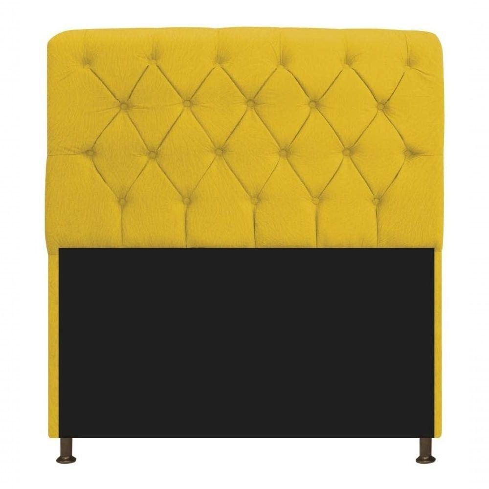 Kit Cabeceira Lady E Recamier Félix 140 Cm Casal Suede Rosê - Amarena Móveis Cor Amarelo Suede - 5