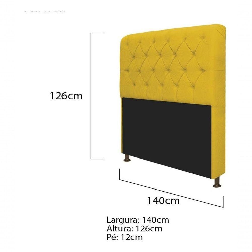 Kit Cabeceira Lady E Recamier Félix 140 Cm Casal Suede Rosê - Amarena Móveis Cor Amarelo Suede - 6