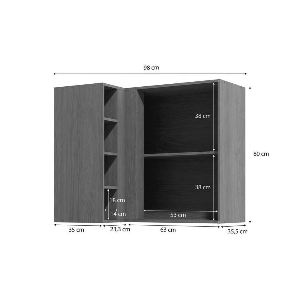 Armário Aéreo P- Cozinha Canto Reto Vibra T652 C- 1 Porta 98cm Canela-verde Pistache Lacca - Kappesberg - 3
