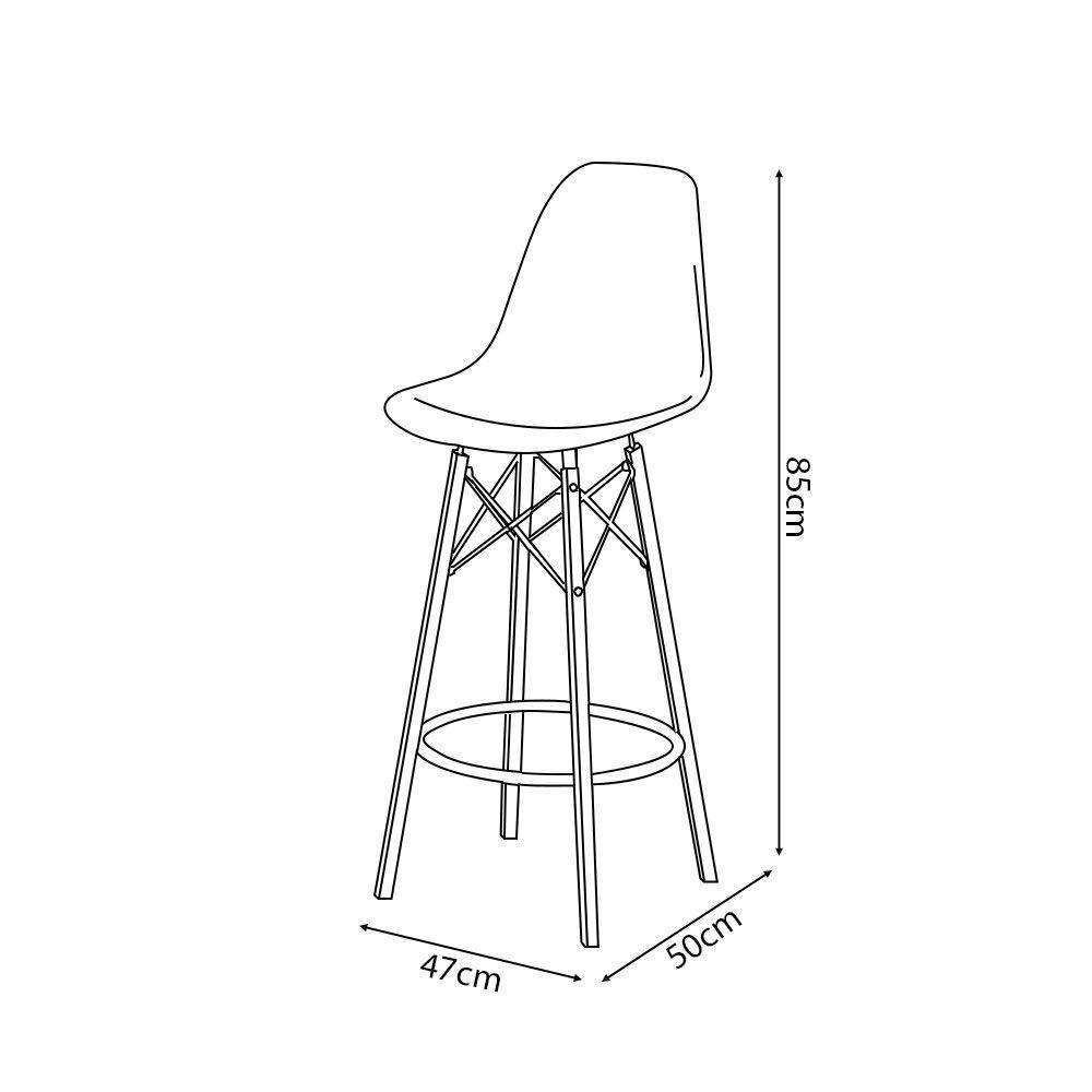 Banqueta Eames Design Moderno Tubo De Ferro Preto Assento Preto - 4