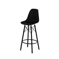 Banqueta Eames Design Moderno Tubo De Ferro Preto Assento Preto - 3