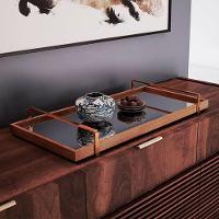 Bandeja Espelhada Madeira com Alça Bronze - 9