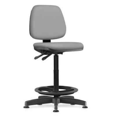 Cadeira Caixa Alta Giratória Estofada Work F02 Sintético Cinza - Lyam Decor