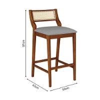 Banqueta Lagum Conforto Estofada Jequitibá Natural Linho Cinza Palha Sextavada - 2