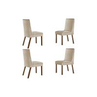 Cadeira Sala De Jantar Dakota Kit 4 Un Madeira Capuccino-suede Creme - Rufato - 1