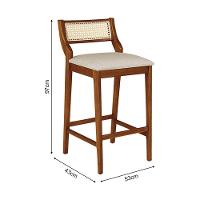 Conjunto 2 Banquetas Lagum Conforto Estofada Jequitibá Natural Linho Bege Palha Sextavada