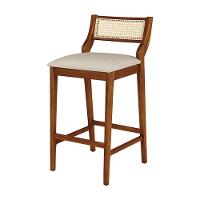 Conjunto 2 Banquetas Lagum Conforto Estofada Jequitibá Natural Linho Bege Palha Sextavada - 6