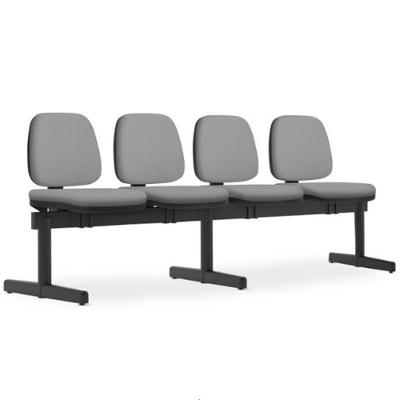 Cadeira Longarina 4 Lugares Recepção Sala De Espera Work F02 Sintético Cinza - Lyam Decor