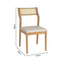 Conjunto 2 Cadeiras De Jantar Lagum Conforto Estofada Jequitibá Natural Linho Bege Palha Sextavada